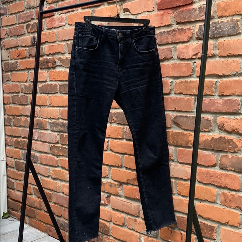 Zara distressed boot black jeans